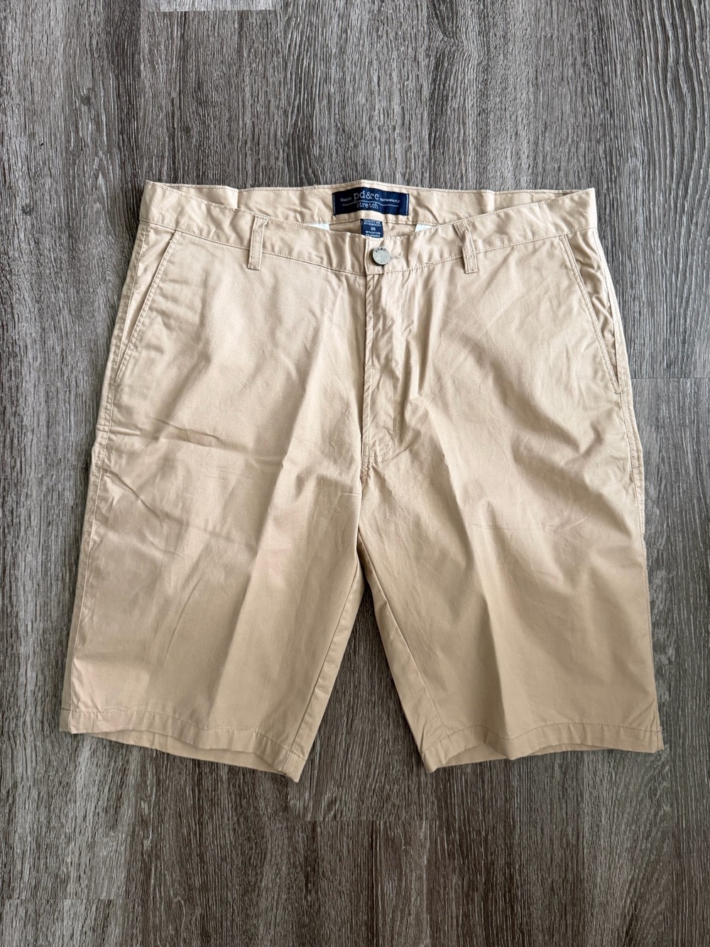 PD&C Men's Beige Flat Front Chino Shorts